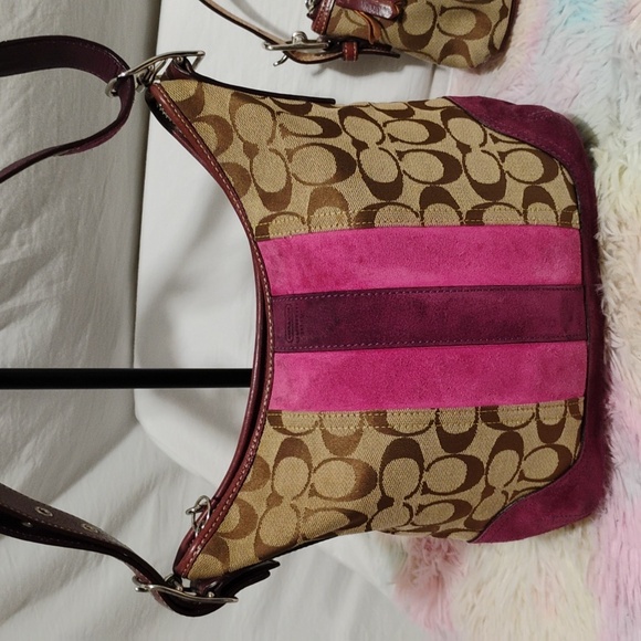 BIG BAG ONLY! MINI BAG SOLD/ Authentic Coach Y2K Demi Striped Shoulder Bag - Picture 2 of 12